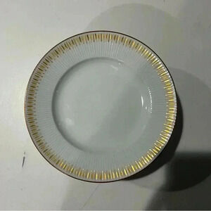 rörstrand sweden palazzo assiett vintage MCM gold trim design plates 7” white 11